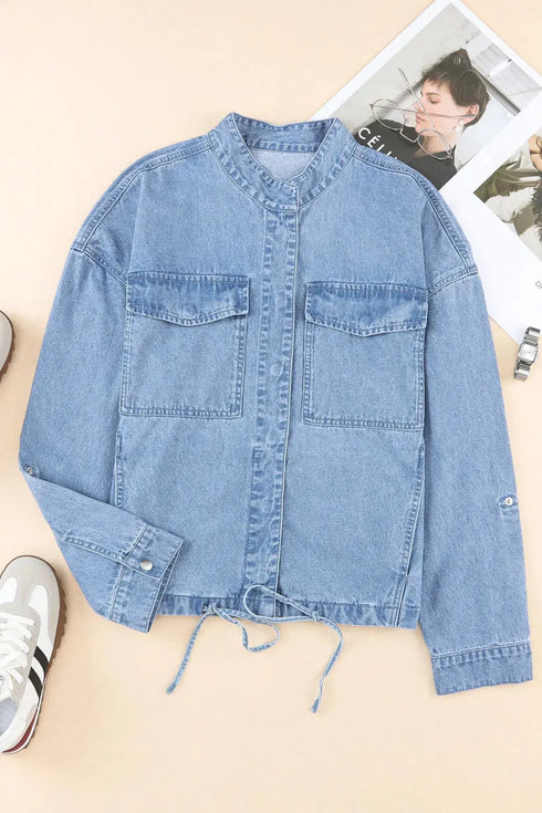 'Sable' Snap Down Denim Jacket - Celes Fashion